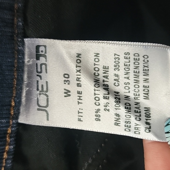 🔥4/$16🔥 Joe's The Braxton Fit Blue Corduroy Straight Leg Pants Mens Size W30 - Picture 5 of 16